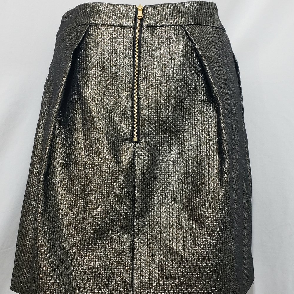 Trina Turk Black & Gold Metallic A-Line Sk… - Picture 5 of 8